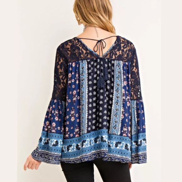 Navy blue Boho blouse - Picture 3 of 3